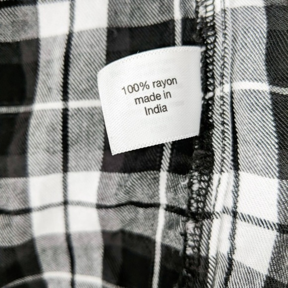 Lane Bryant Plaid Button Front Long Sleeve Shirt Black White Women's Size 18/20 - Picture 3 of 5